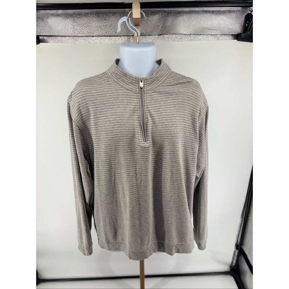 Peter Millar Quarter Zip Pullover Mens XXL Gray Striped Golf Sweater Shirt